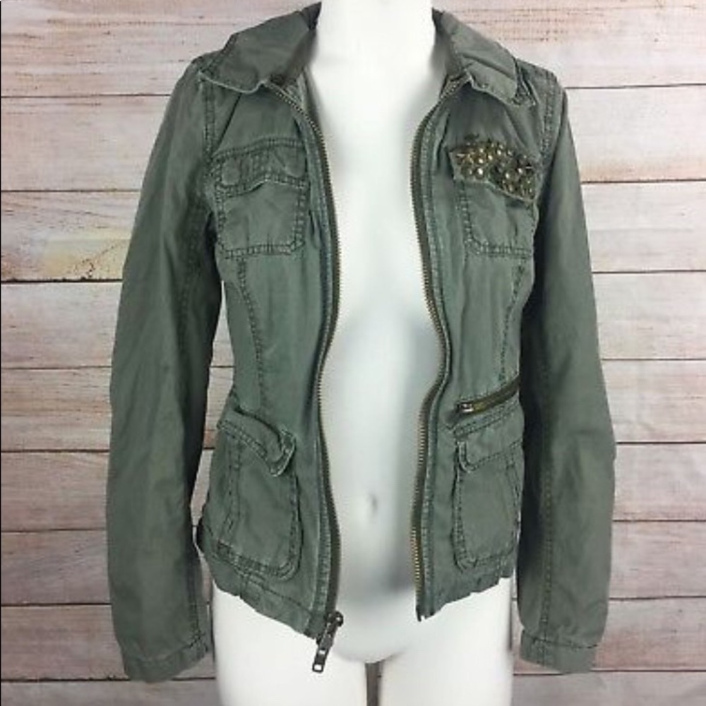 Express military green embellished jacket XS